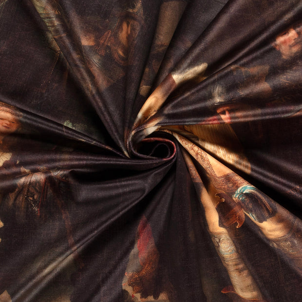 Velvet fabric Brown digital printed 