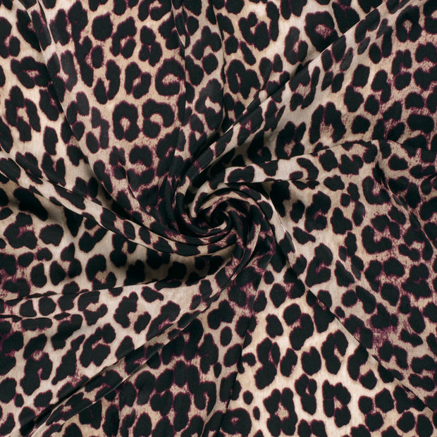Satin Velvet fabric Beige printed 