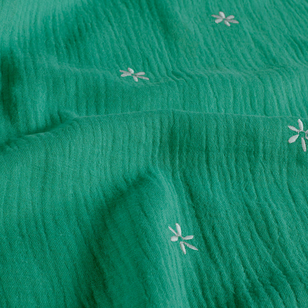 Muselina tela Flores Verde
