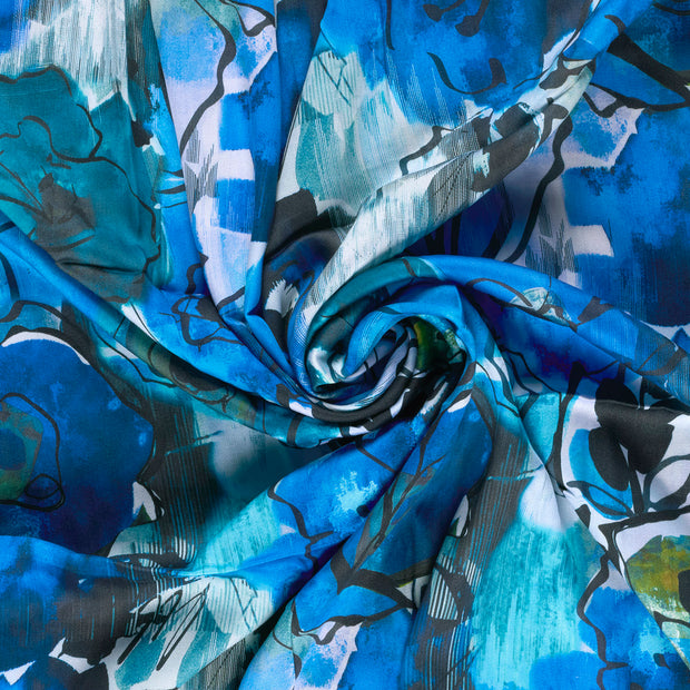 Viscose Satin fabric Cobalt digital printed 