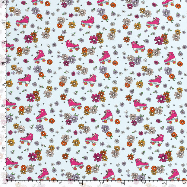 Jersey fabrik Blumen Hellblau