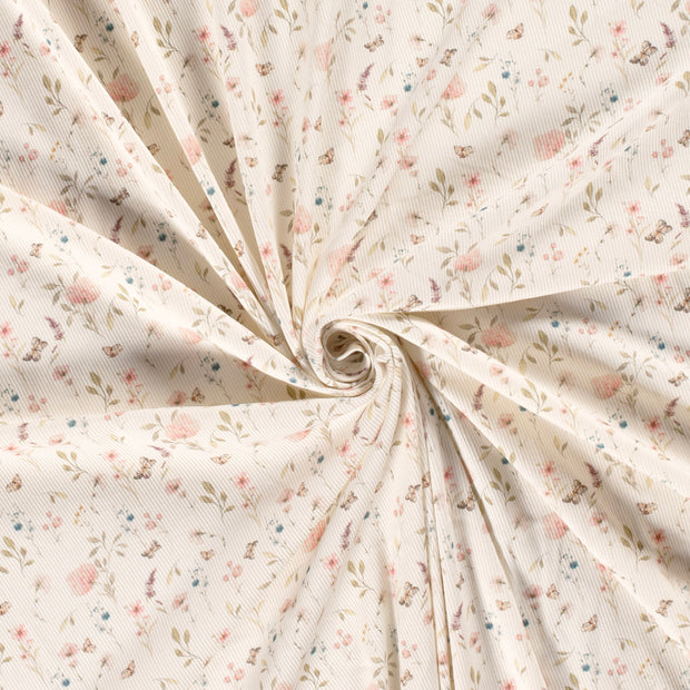 Rib Jersey stof Gebroken wit digitaal bedrukt 