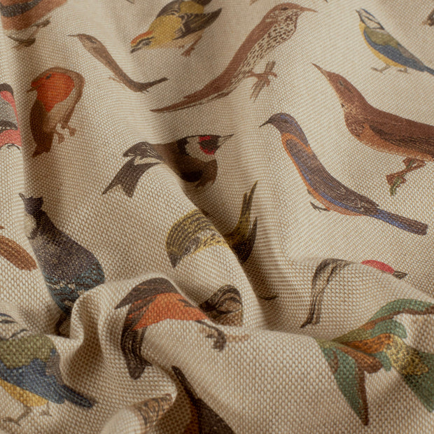 Linen Look fabric Birds Brown
