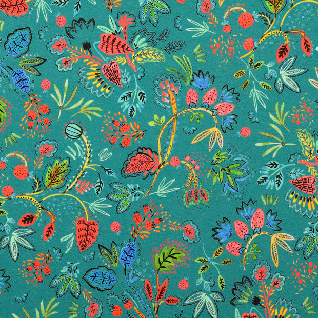 Jersey stof Bloemen Groen