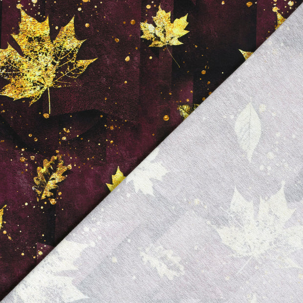 French Terry fabric Leaves digital printed 