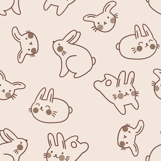 Terry Crepe fabric Rabbits Off White