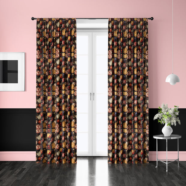 Velvet fabric Flowers Black