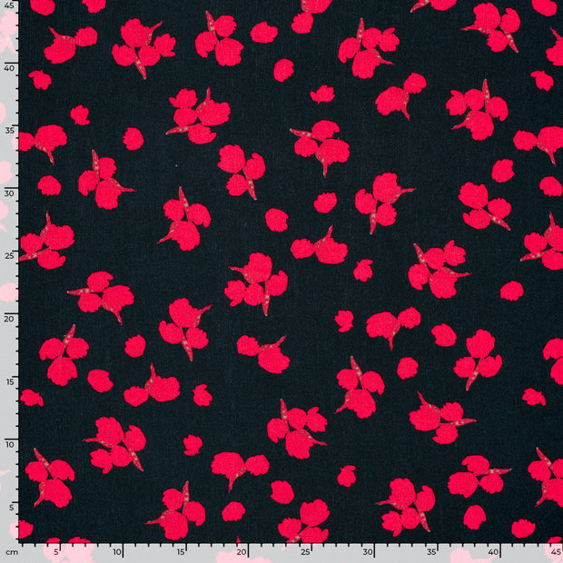 Borken Crepe fabric Flowers Navy