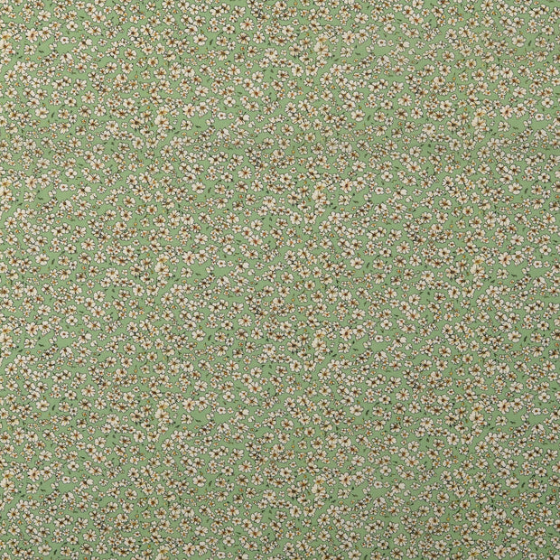 Voile tissu fleurs Vert