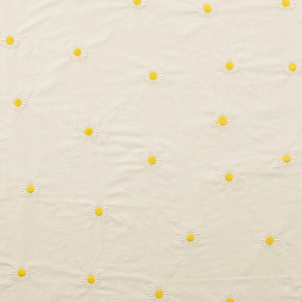 Katoen Poplin stof Bloemen Wit