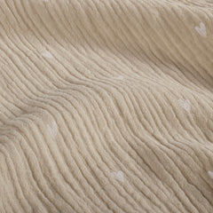 Mousseline geverfd en geprint Harten Beige