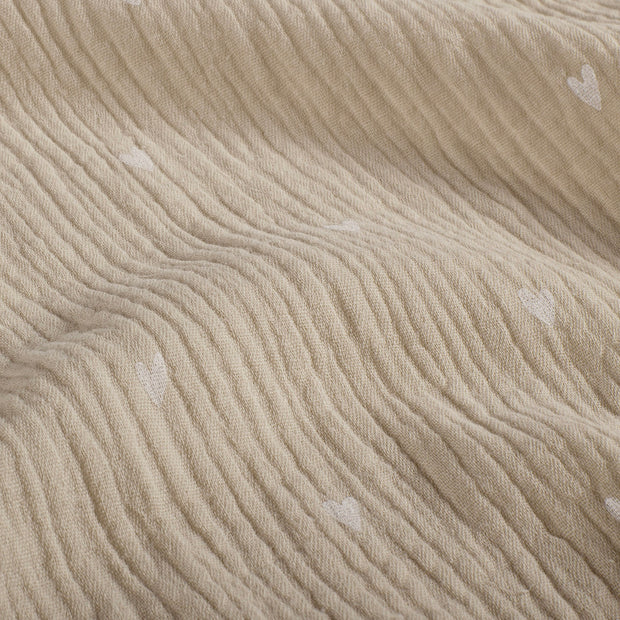 Muslin fabric Hearts Beige