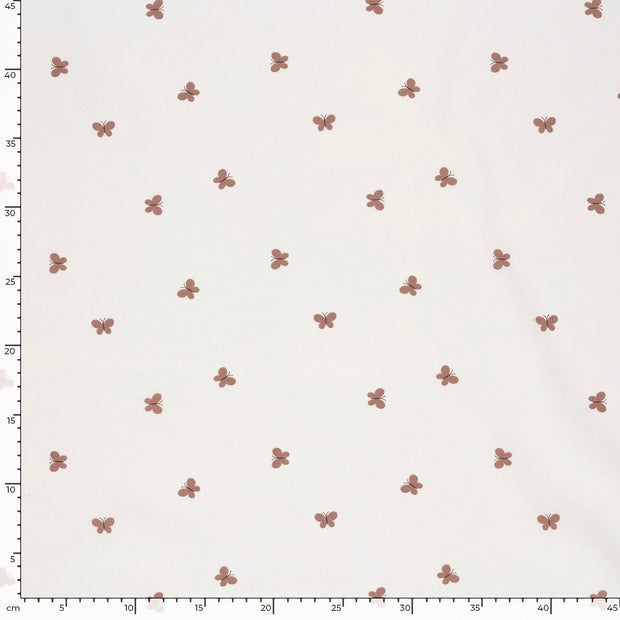 Cotton Poplin fabric Butterflies Off White