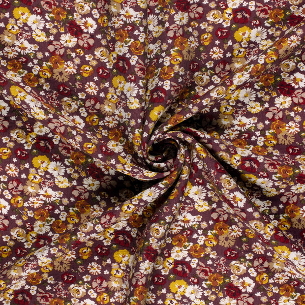 Viscose Nylon Ottoman fabric Aubergine printed 