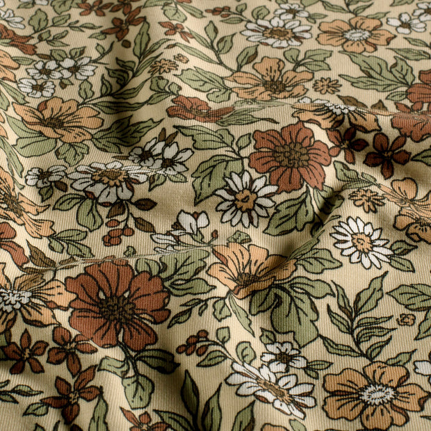 Jersey fabrik Blumen Beige
