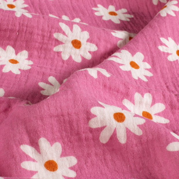 Musselin fabrik Blumen Rosa