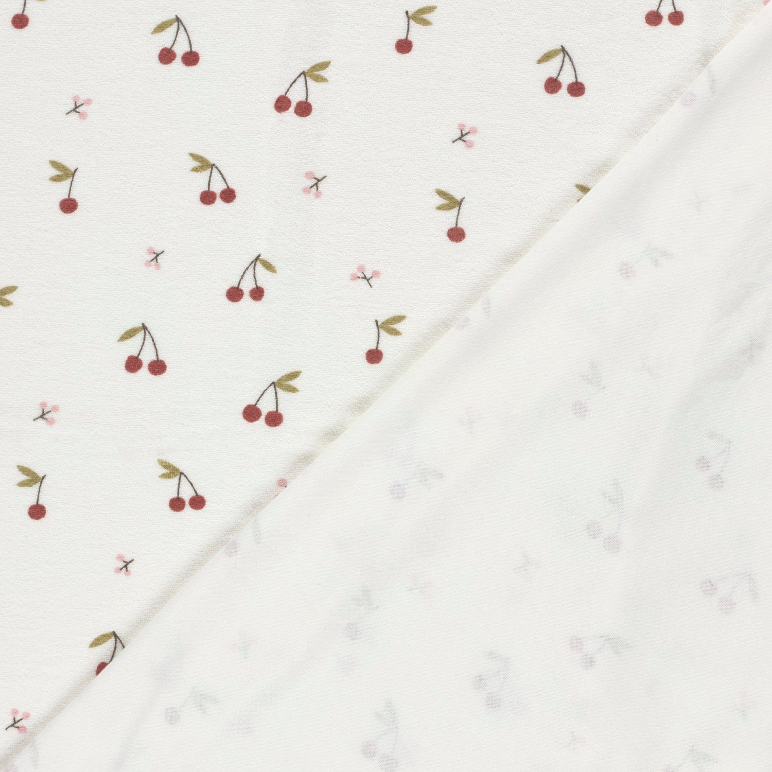 Stretch terry fabric Cherries Off White | Wholesale fabrics