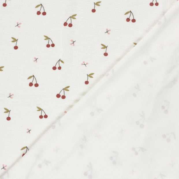 Stretch terry fabric Cherries printed 
