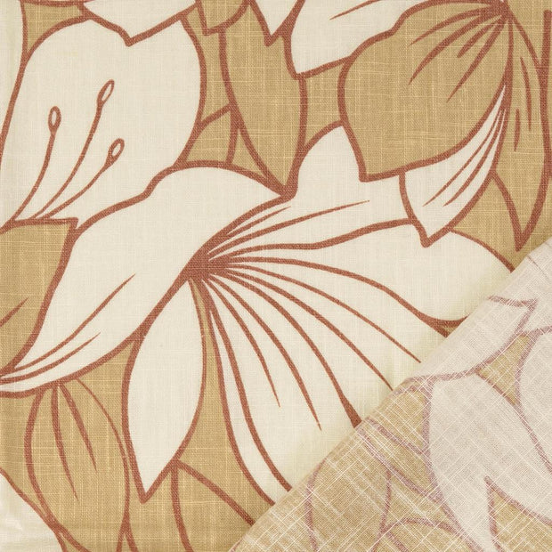 Lino tela Hojas estampado 
