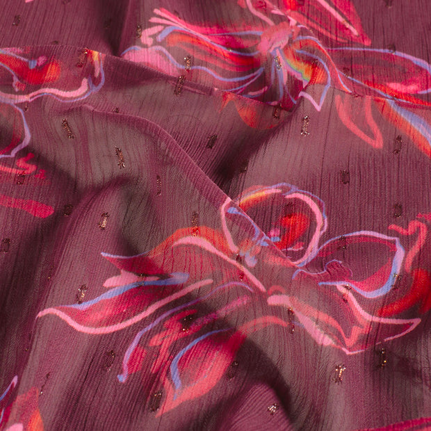 Chiffon fabric Glitter Bordeaux