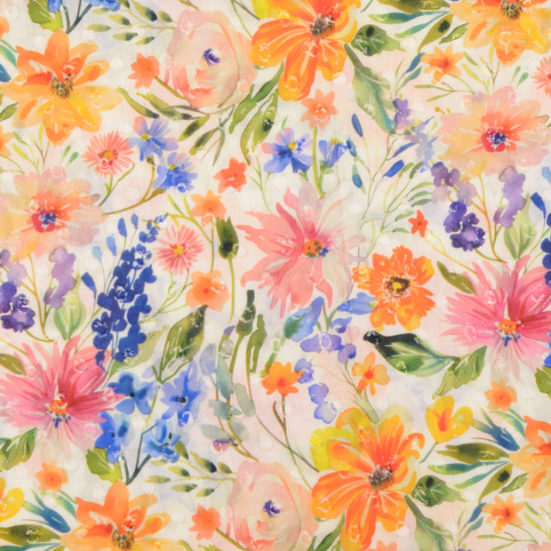 Voile fabrik Blumen Mehrfarbig