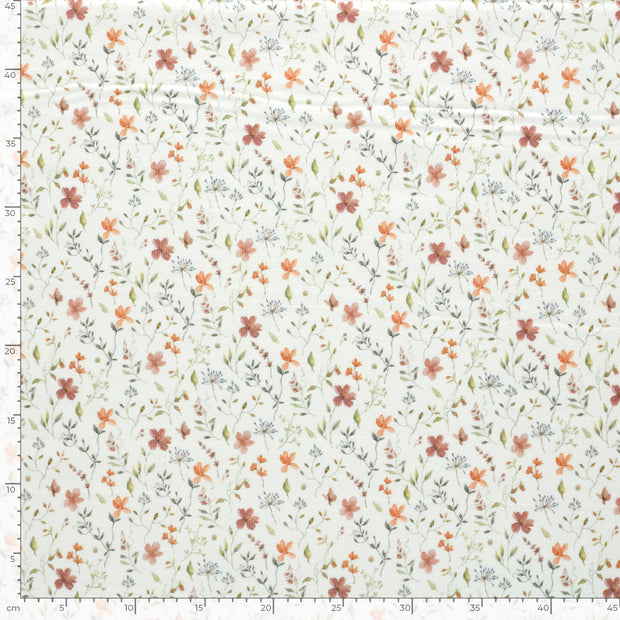 Rib Jersey tissu fleurs Blanc cassé