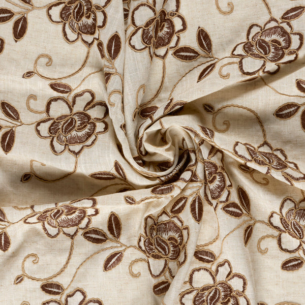  fabric Dark Brown embroidered 
