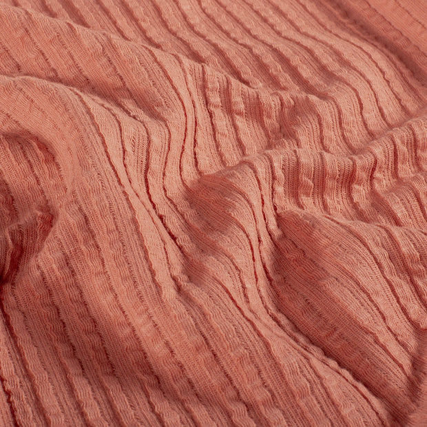 Rib Jacquard stof Effen Koraal