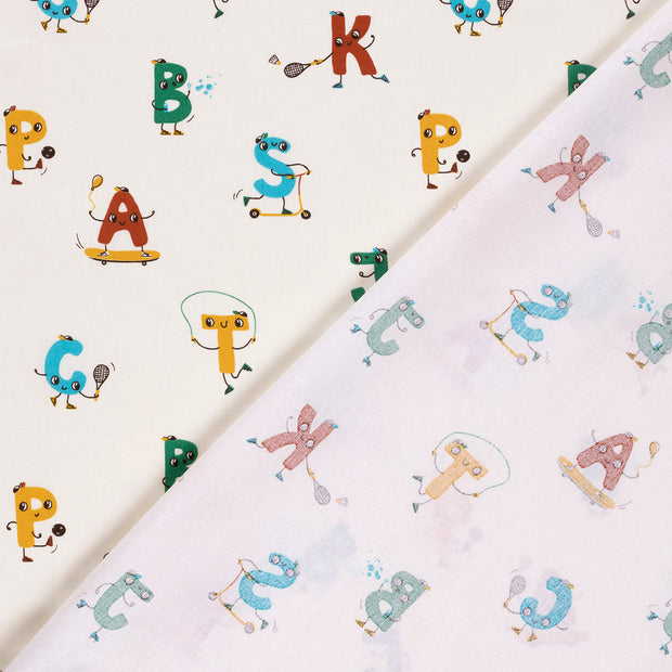 Cotton Poplin fabric Letters printed 
