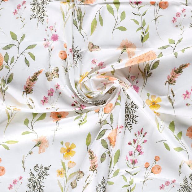 Cotton Satin fabric Orange digital printed 