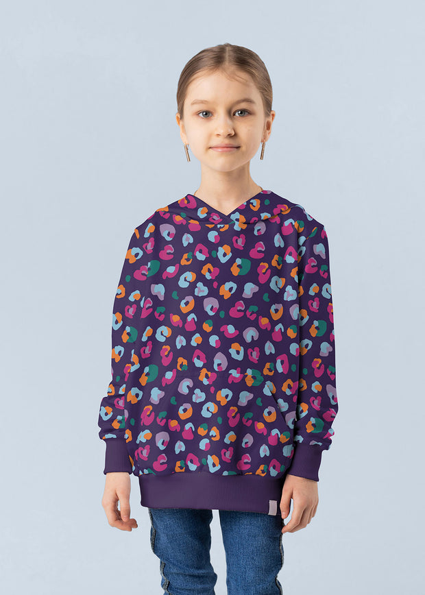 French Terry fabric Leopards Lila