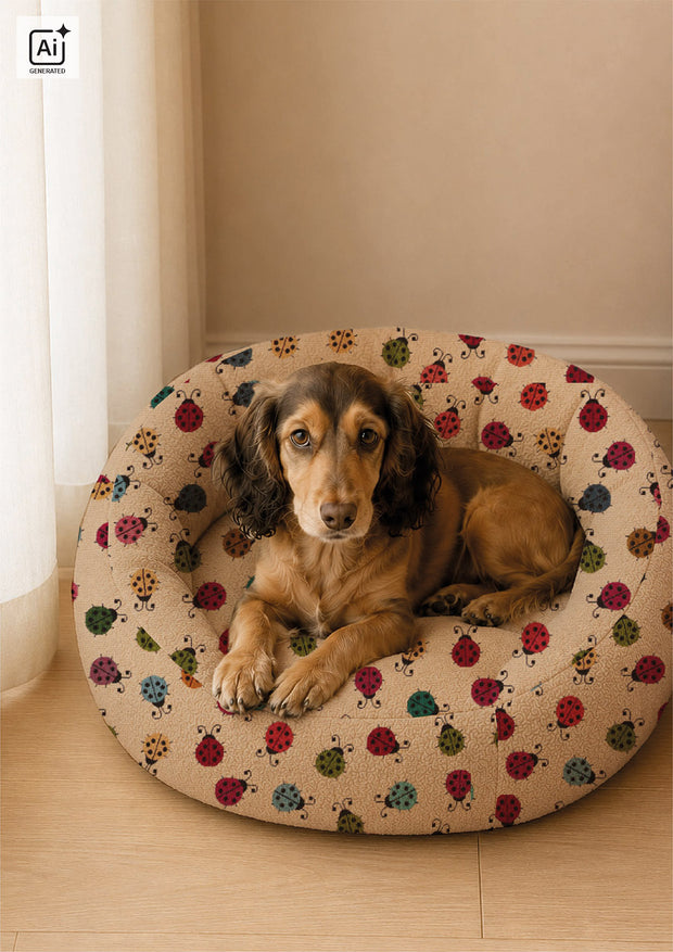 Gobelin fabric Ladybugs Beige