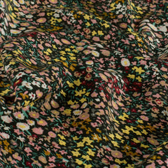 Viscosa Poplin estampado Flores Negro