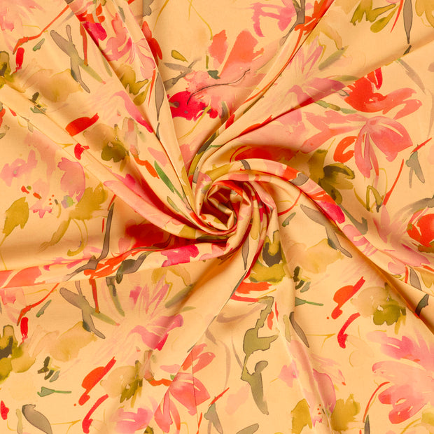 Viscose Satin fabric Salmon digital printed 