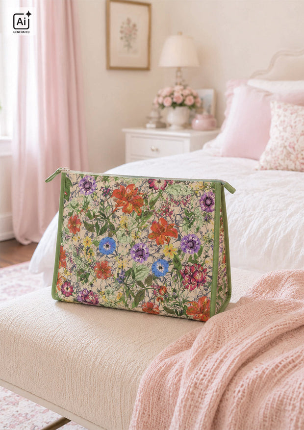 Panama stof Bloemen Beige