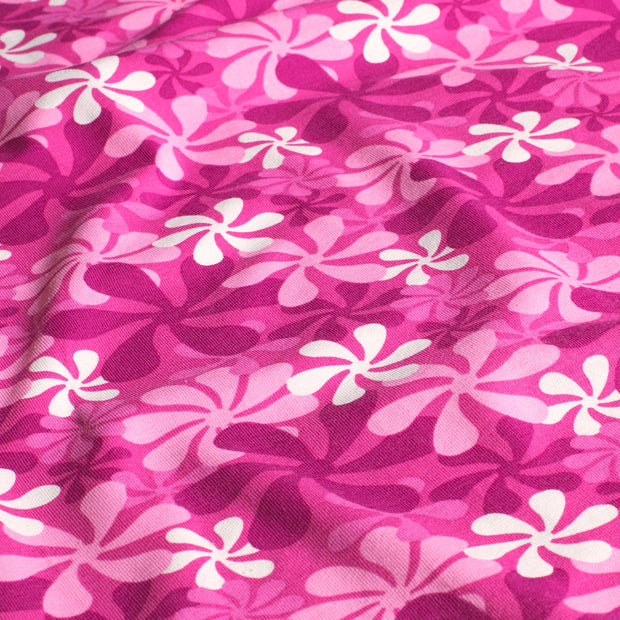 Jersey de Coton tissu fleurs Rose