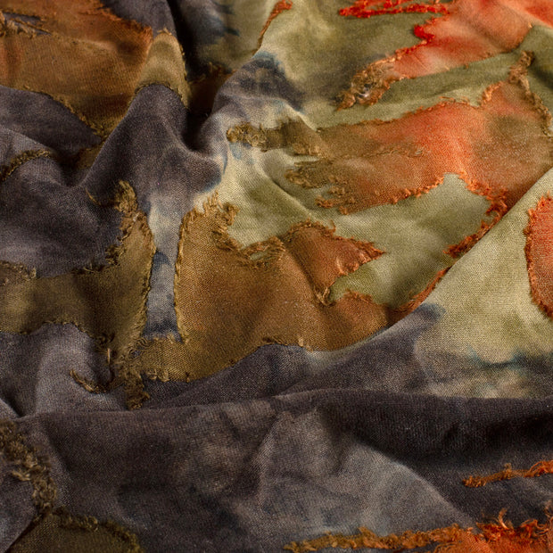 Burnout Jacquard fabrik Blumen Khaki-Grün