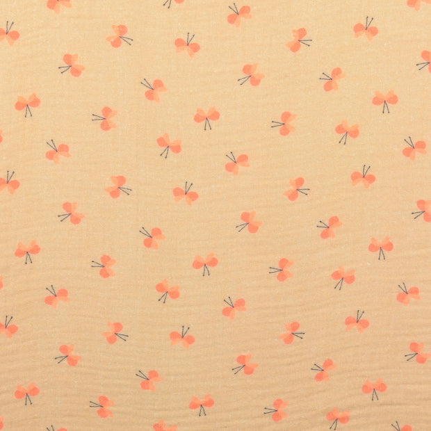 Mousseline stof Vlinders Beige