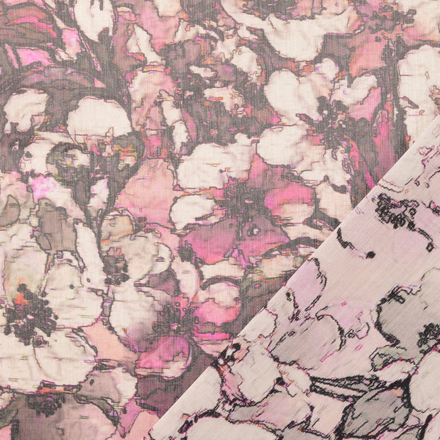 Viscose Satin fabric Lila digital printed 
