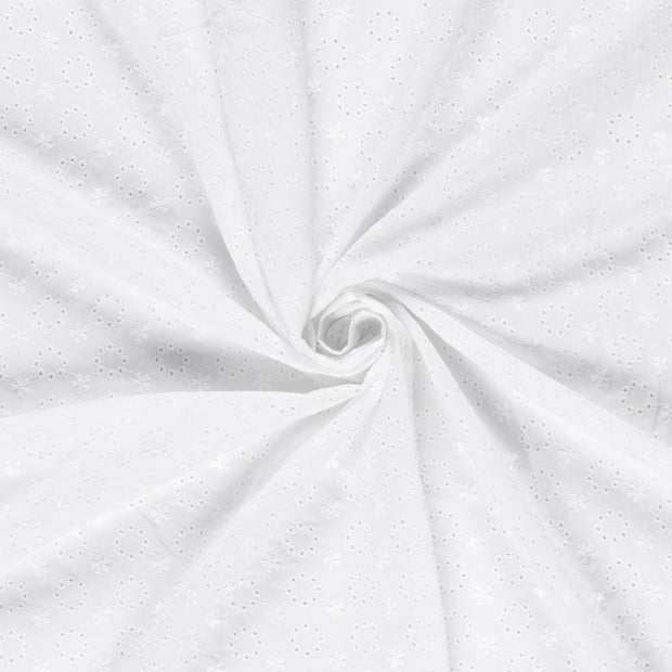 Algodón Popelina tela Blanco bordado 
