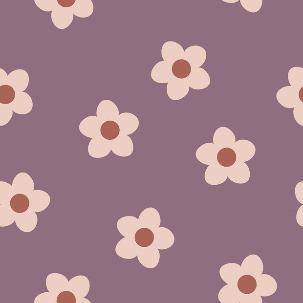 French Terry fabrik Blumen Violett
