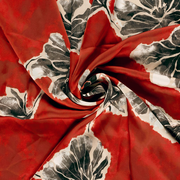 Satén Duchesse tela Coral estampado 