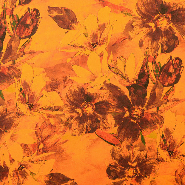 Viscose Satin fabrik Blumen Orange