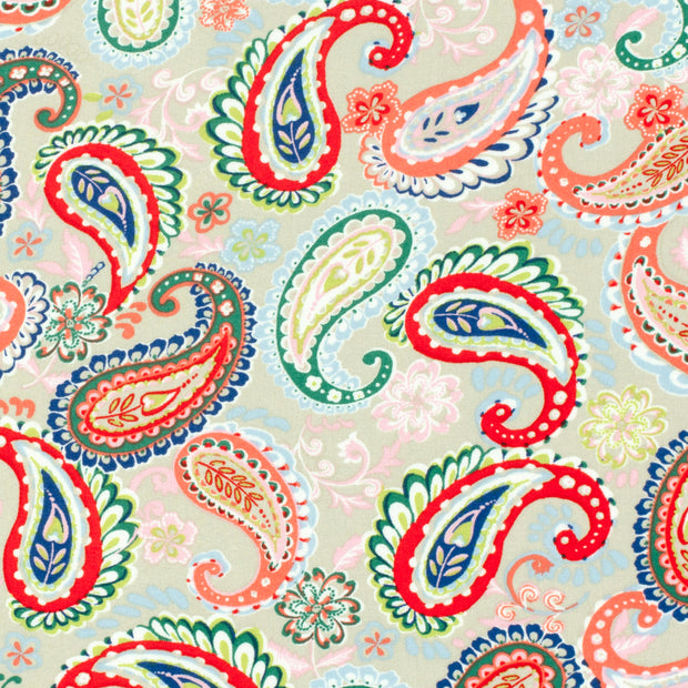 Bamboo Poplin fabric Paisley Beige