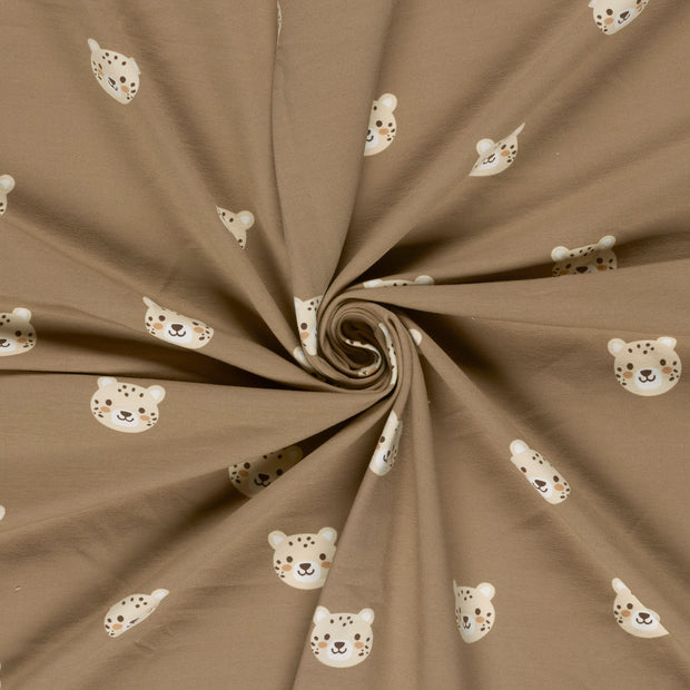 French Terry fabric Beige printed 