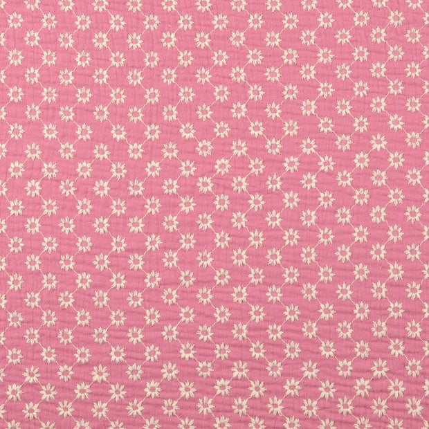 Muslin fabric Flowers Wine red