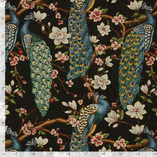 Gobelin stof Vogels Zwart