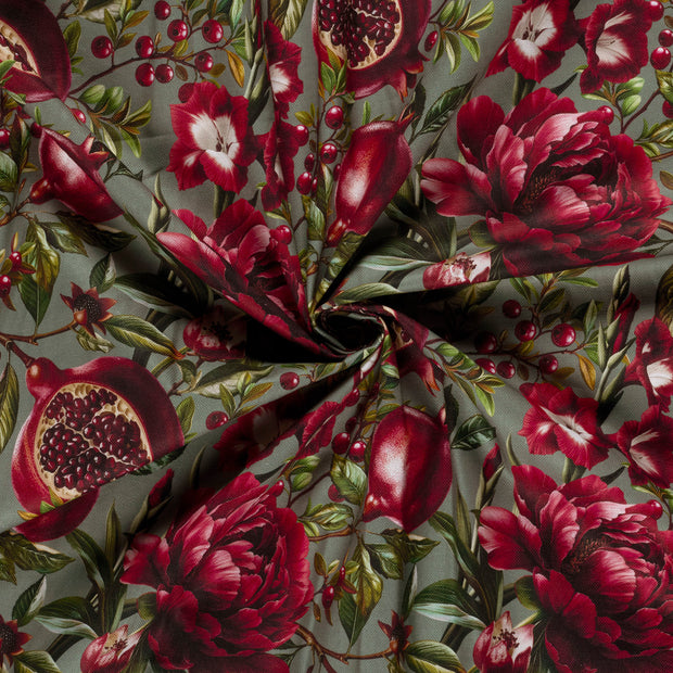 Panama fabric Green digital printed 