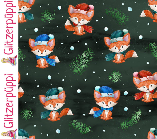 Jogging fabric Foxes Green