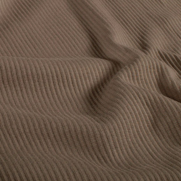 Rib Jersey fabrik Uni Braun-Taupe